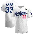 Men's No.33 Eric Lauer Los Angeles Dodgers White Authentic Home Official 2024 World Series Jersey
