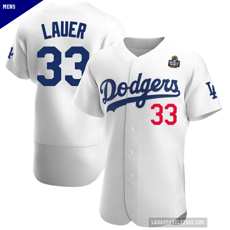 Men's No.33 Eric Lauer Los Angeles Dodgers White Authentic Home Official 2024 World Series Jersey