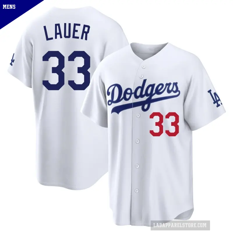 Men's No.33 Eric Lauer Los Angeles Dodgers White Limited Home Stadium Jersey