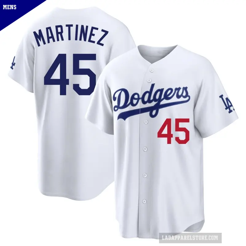 Men's No.45 Pedro Martinez Los Angeles Dodgers White Limited Home Stadium Jersey