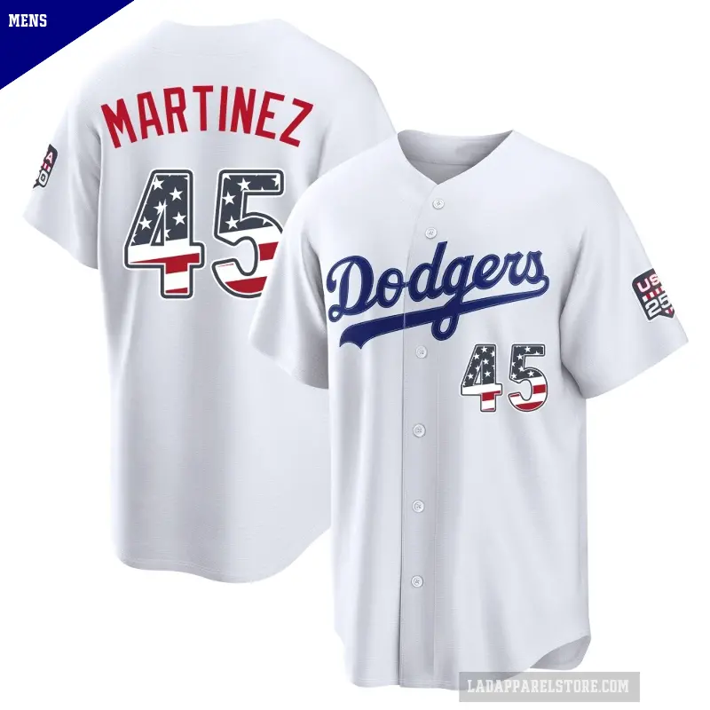 Men's No.45 Pedro Martinez Los Angeles Dodgers White Limited USA 250 Fourth Of July Home Stadium Jersey