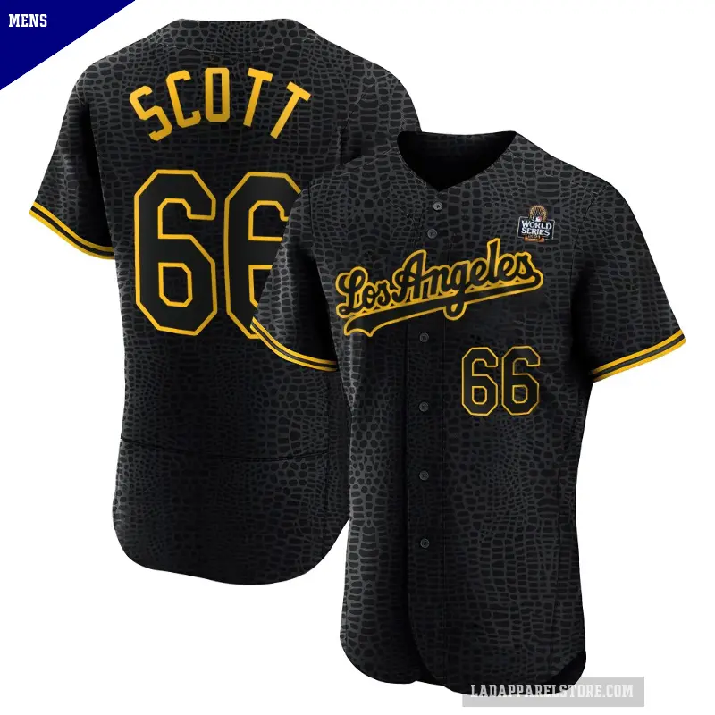 Men's No.66 Tanner Scott Los Angeles Dodgers Black Authentic Snake Skin City 2024 World Series Jersey