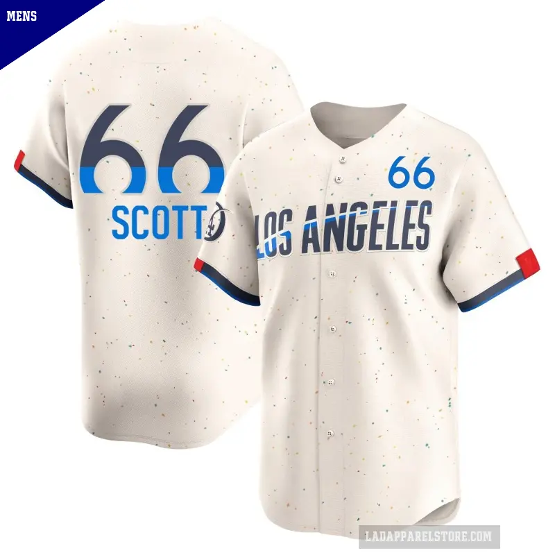 Men's No.66 Tanner Scott Los Angeles Dodgers Cream Limited 2024 City Connect Jersey