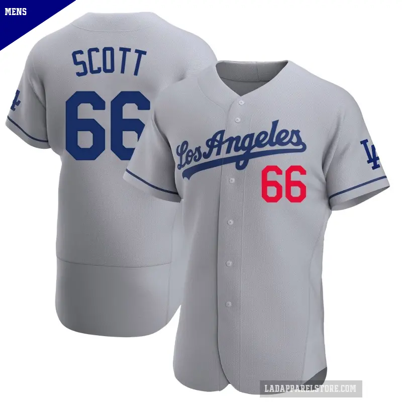 Men's No.66 Tanner Scott Los Angeles Dodgers Gray Authentic Away Jersey