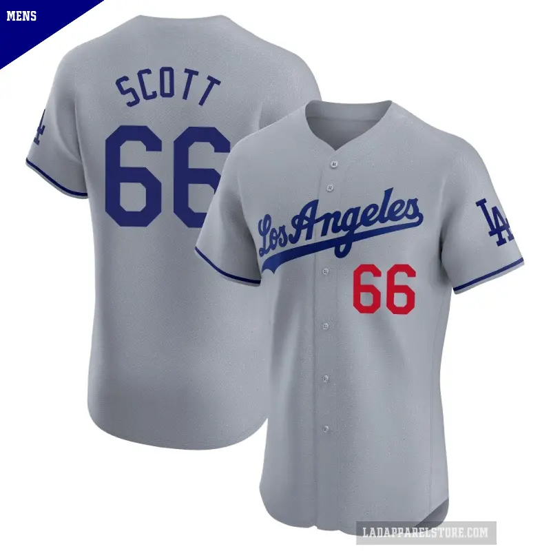 Men's No.66 Tanner Scott Los Angeles Dodgers Gray Elite Road Jersey