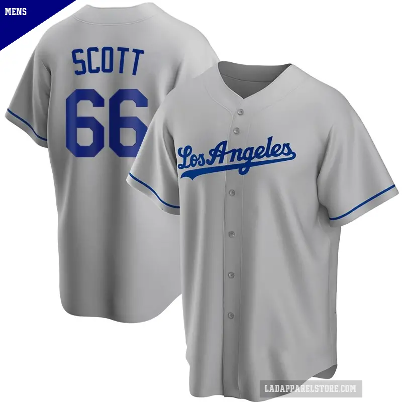 Men's No.66 Tanner Scott Los Angeles Dodgers Gray Replica Road Jersey