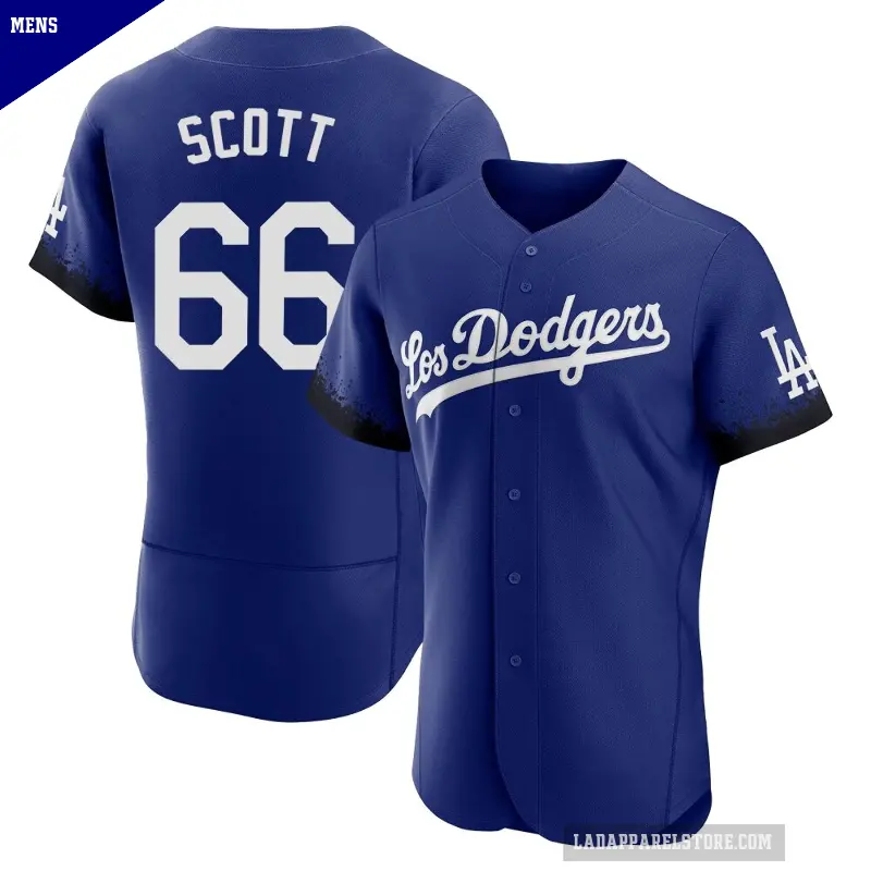 Men's No.66 Tanner Scott Los Angeles Dodgers Royal Authentic 2021 City Connect Jersey
