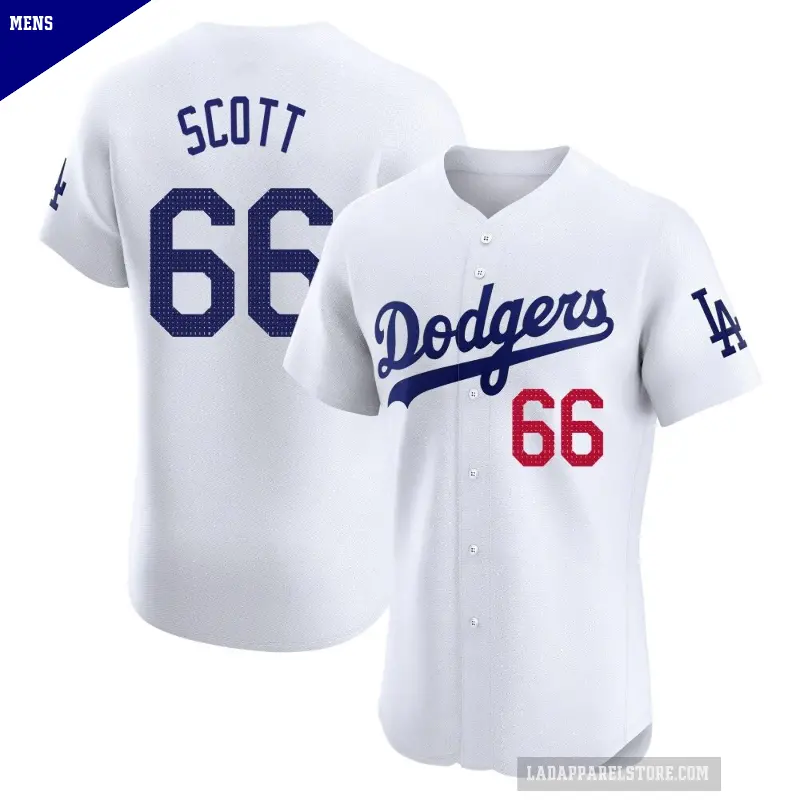 Men's No.66 Tanner Scott Los Angeles Dodgers White Elite Home Jersey