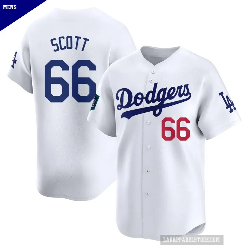 Men's No.66 Tanner Scott Los Angeles Dodgers White Limited 2024 World Tour Seoul Series Home Jersey