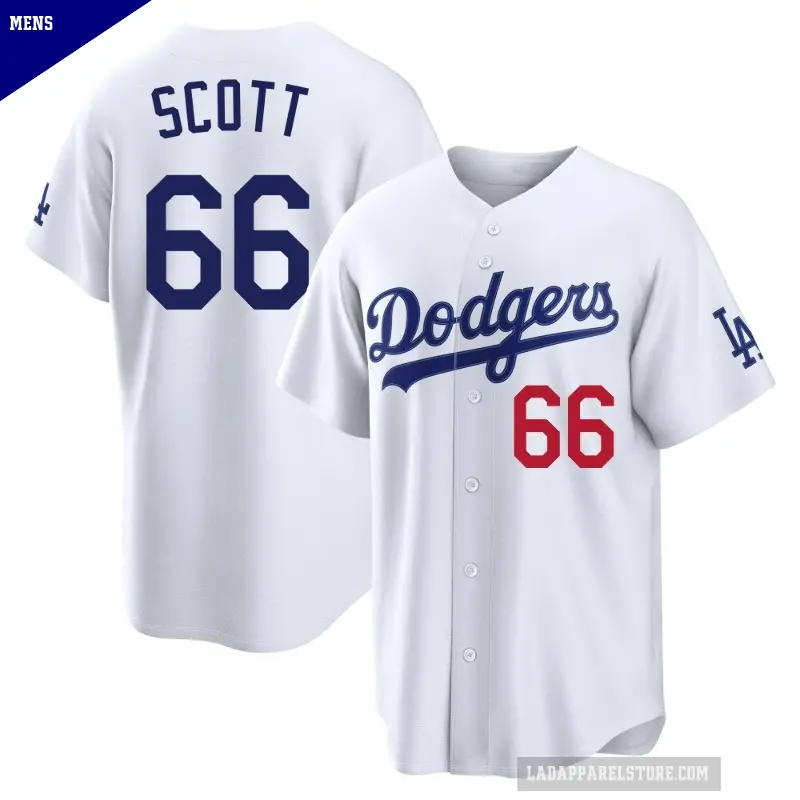 Men's No.66 Tanner Scott Los Angeles Dodgers White Limited Home Stadium Jersey