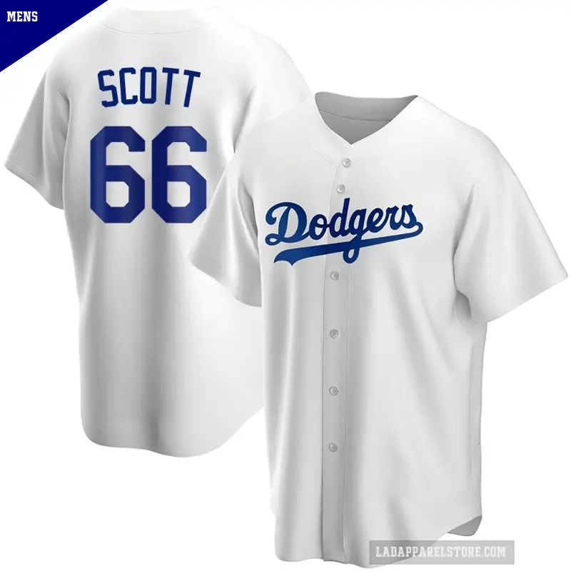 Men's No.66 Tanner Scott Los Angeles Dodgers White Replica Home Jersey