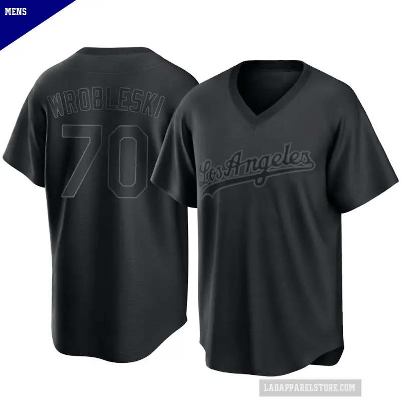 Men's No.70 Justin Wrobleski Los Angeles Dodgers Black Replica Pitch Fashion Jersey