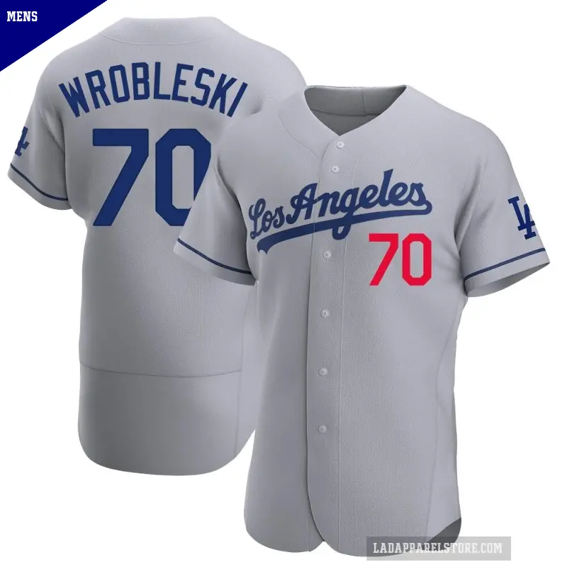 Men's No.70 Justin Wrobleski Los Angeles Dodgers Gray Authentic Away Jersey