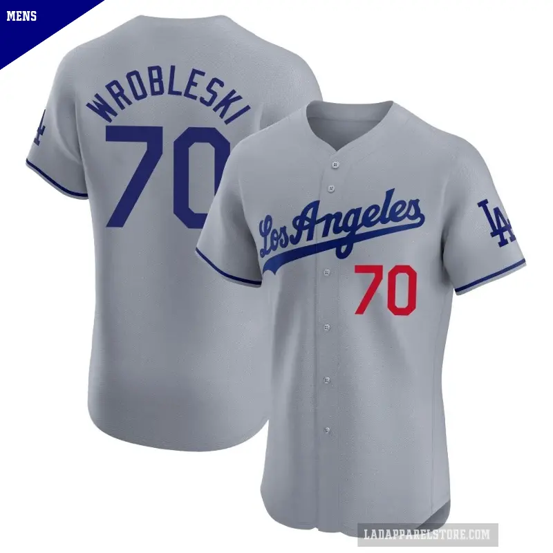 Men's No.70 Justin Wrobleski Los Angeles Dodgers Gray Elite Road Jersey