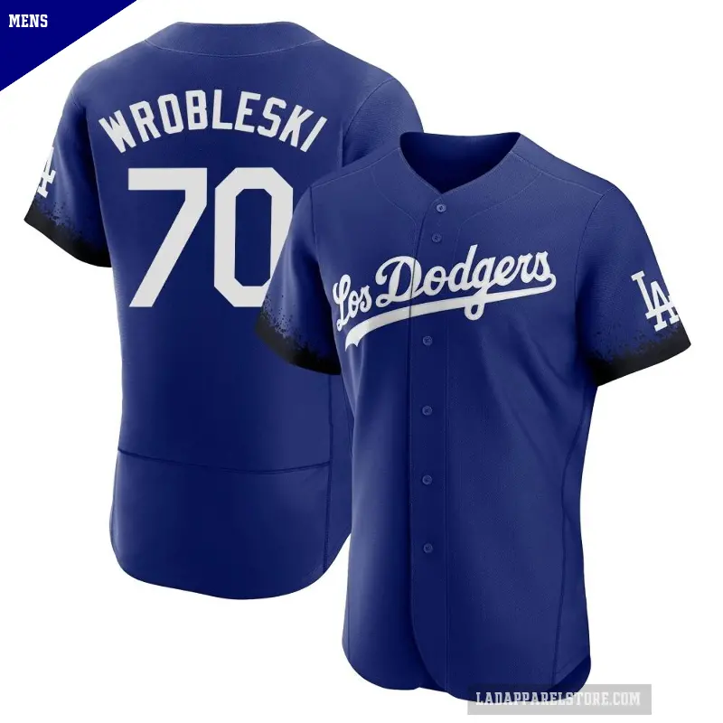 Men's No.70 Justin Wrobleski Los Angeles Dodgers Royal Authentic 2021 City Connect Jersey