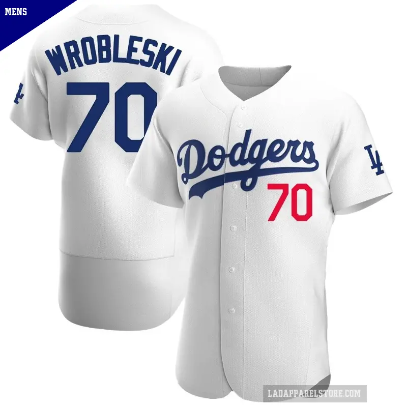 Men's No.70 Justin Wrobleski Los Angeles Dodgers White Authentic Home Jersey