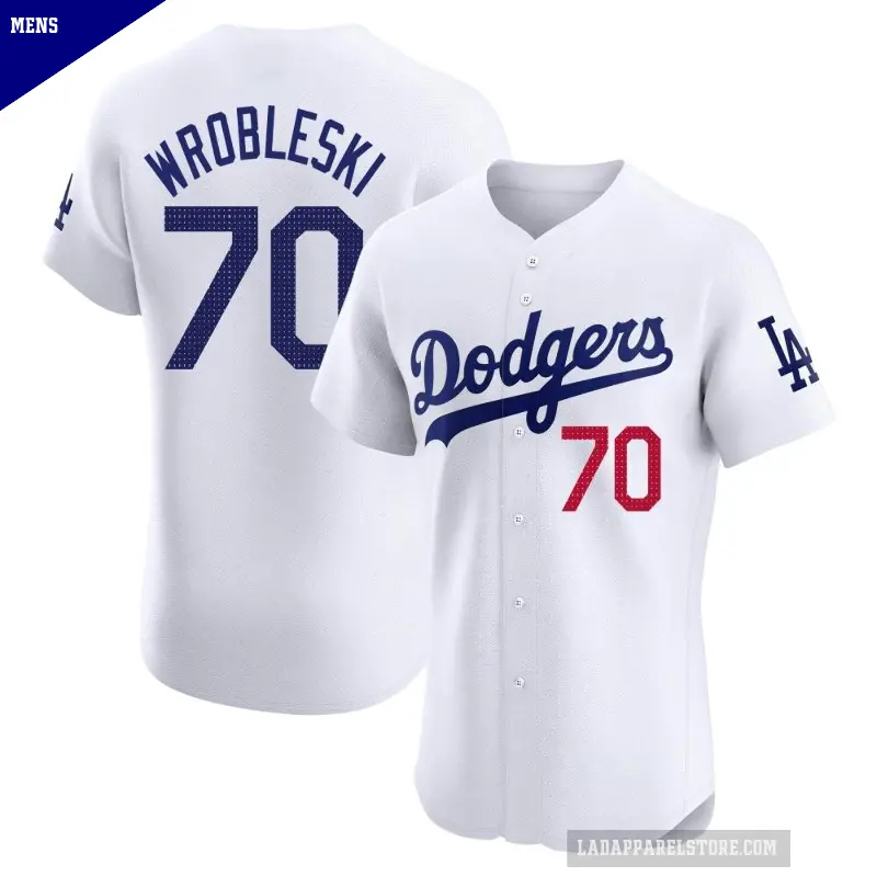 Men's No.70 Justin Wrobleski Los Angeles Dodgers White Elite Home Jersey
