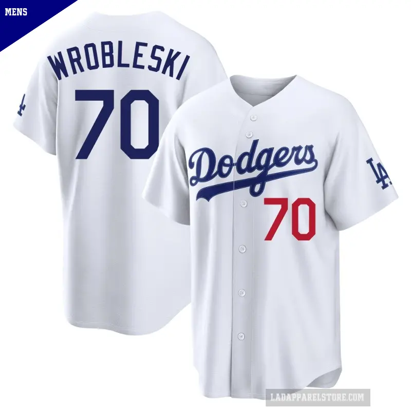 Men's No.70 Justin Wrobleski Los Angeles Dodgers White Limited Home Stadium Jersey