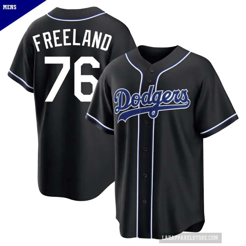 Men's No.76 Alex Freeland Los Angeles Dodgers Black Replica Fashion Out Jersey