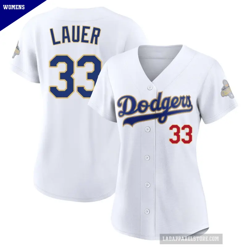 Women's No.33 Eric Lauer Los Angeles Dodgers Gold Limited White 2026 Collection Stadium Jersey