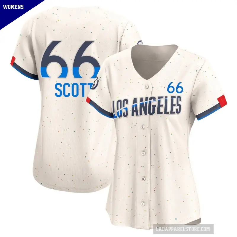 Women's No.66 Tanner Scott Los Angeles Dodgers Cream Limited 2024 City Connect Jersey