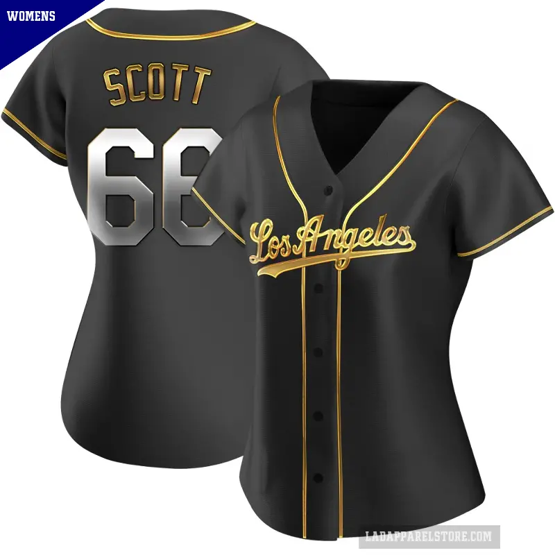 Women's No.66 Tanner Scott Los Angeles Dodgers Gold Replica Black en Alternate Jersey