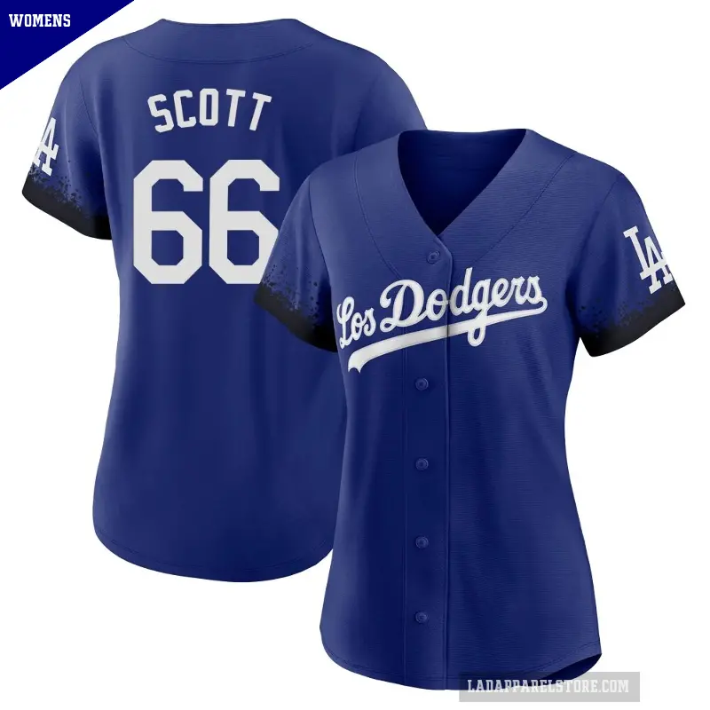 Women's No.66 Tanner Scott Los Angeles Dodgers Royal Authentic 2021 City Connect Jersey