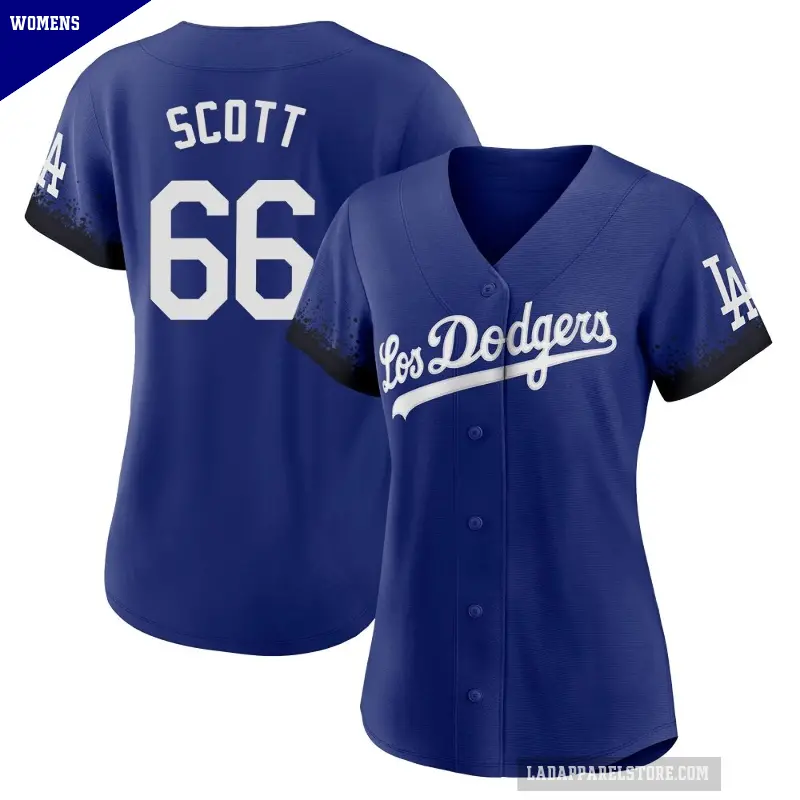 Women's No.66 Tanner Scott Los Angeles Dodgers Royal Replica 2021 City Connect Jersey