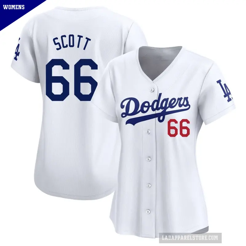 Women's No.66 Tanner Scott Los Angeles Dodgers White Limited Home Jersey