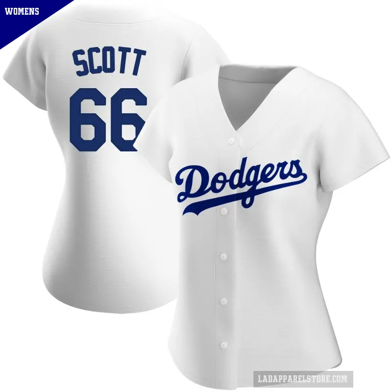Women's No.66 Tanner Scott Los Angeles Dodgers White Replica Home Jersey