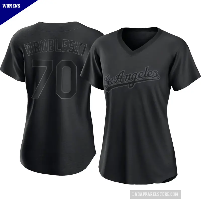 Women's No.70 Justin Wrobleski Los Angeles Dodgers Black Authentic Pitch Fashion Jersey