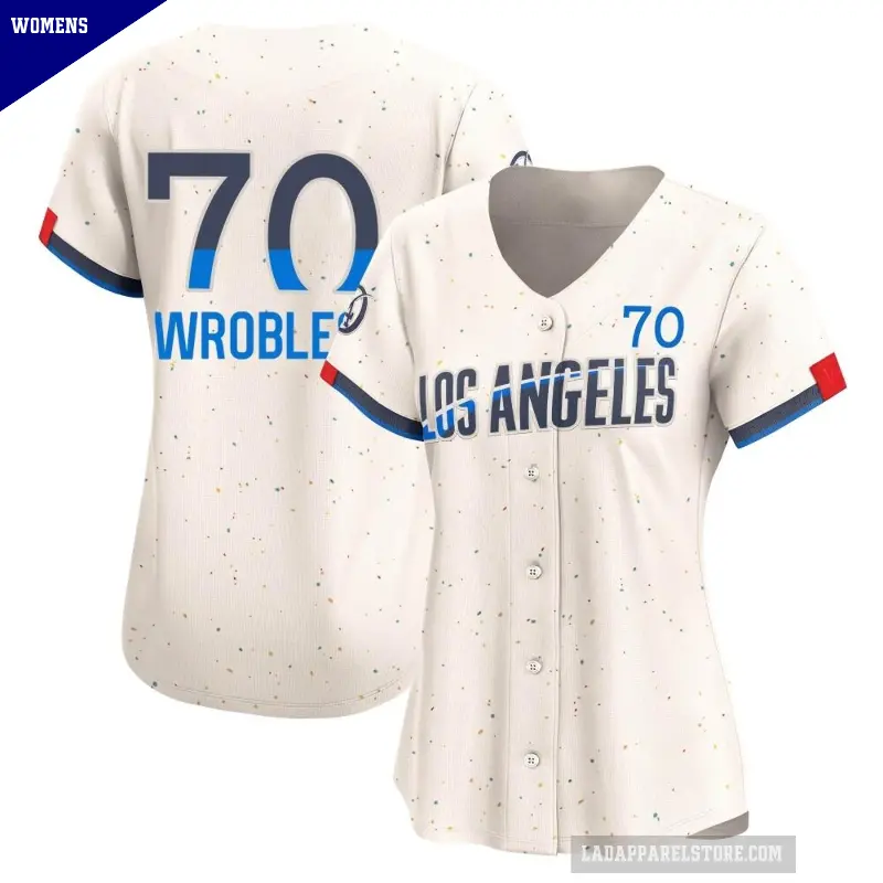 Women's No.70 Justin Wrobleski Los Angeles Dodgers Cream Limited 2024 City Connect Jersey