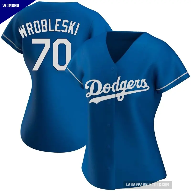 Women's No.70 Justin Wrobleski Los Angeles Dodgers Royal Authentic Alternate Jersey
