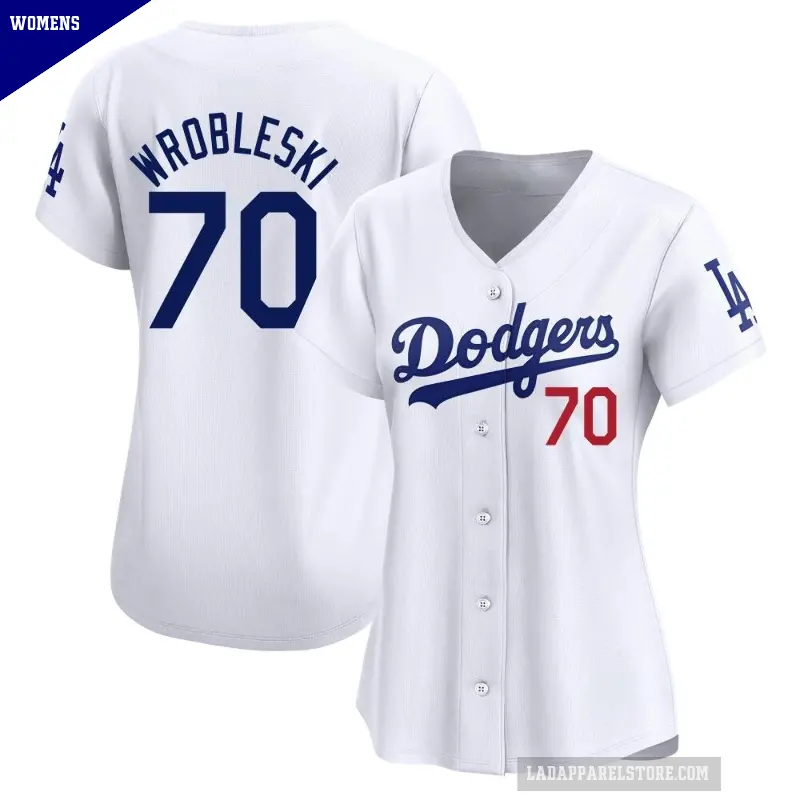 Women's No.70 Justin Wrobleski Los Angeles Dodgers White Limited Home Jersey