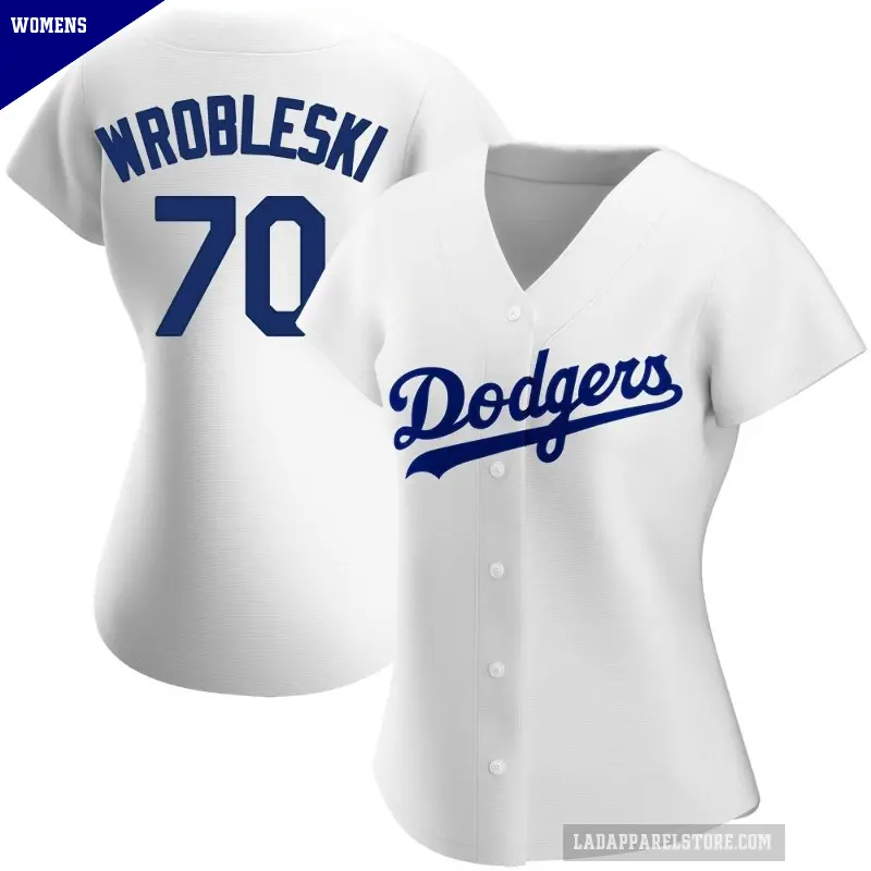 Women's No.70 Justin Wrobleski Los Angeles Dodgers White Replica Home Jersey