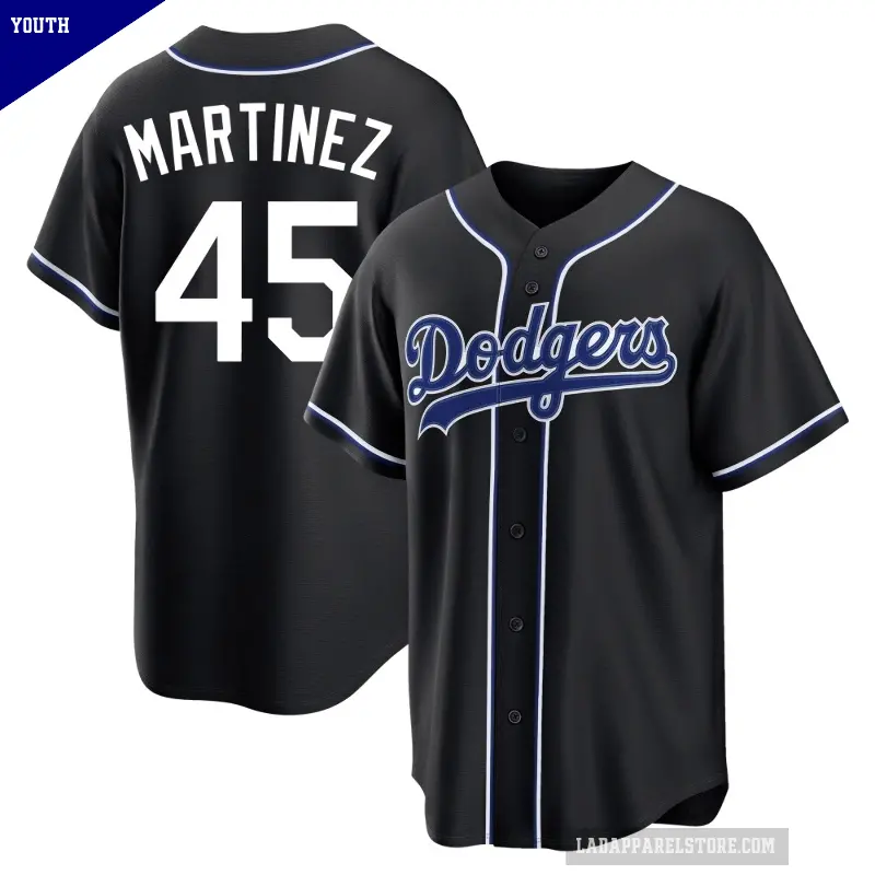 Youth No.45 Pedro Martinez Los Angeles Dodgers Black Replica Fashion Out Jersey