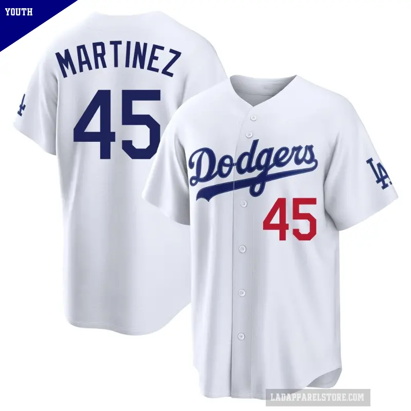Youth No.45 Pedro Martinez Los Angeles Dodgers White Limited Home Stadium Jersey