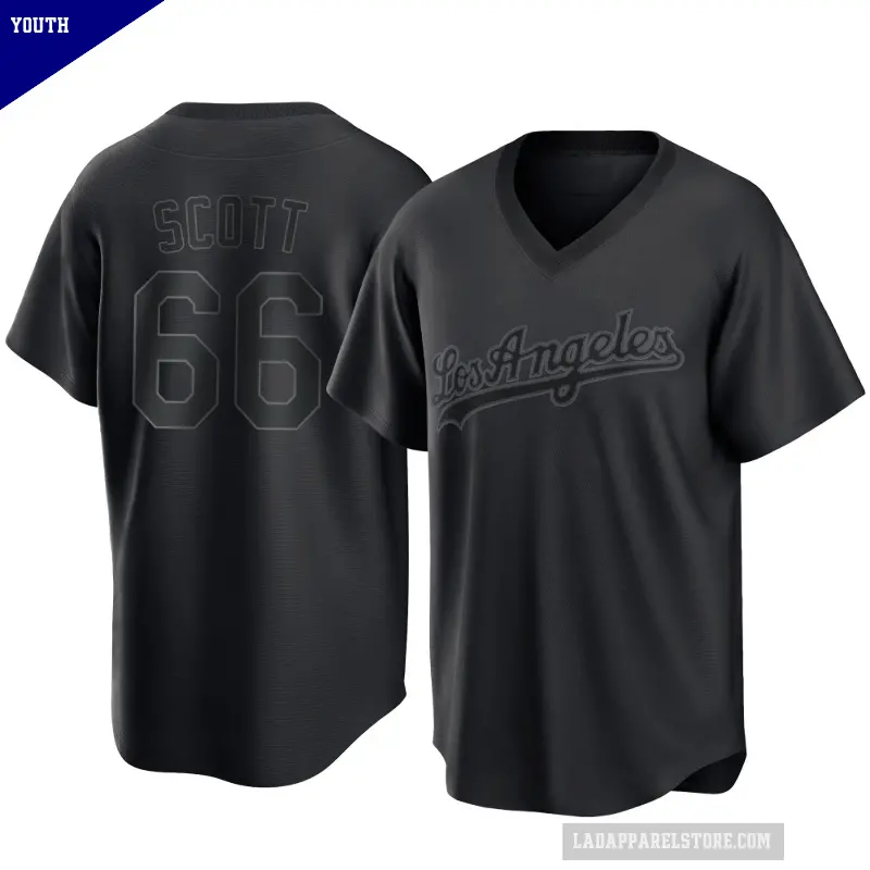 Youth No.66 Tanner Scott Los Angeles Dodgers Black Replica Pitch Fashion Jersey
