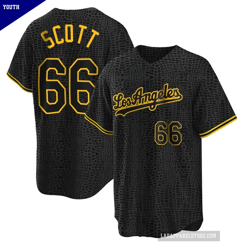 Youth No.66 Tanner Scott Los Angeles Dodgers Black Replica Snake Skin City Jersey