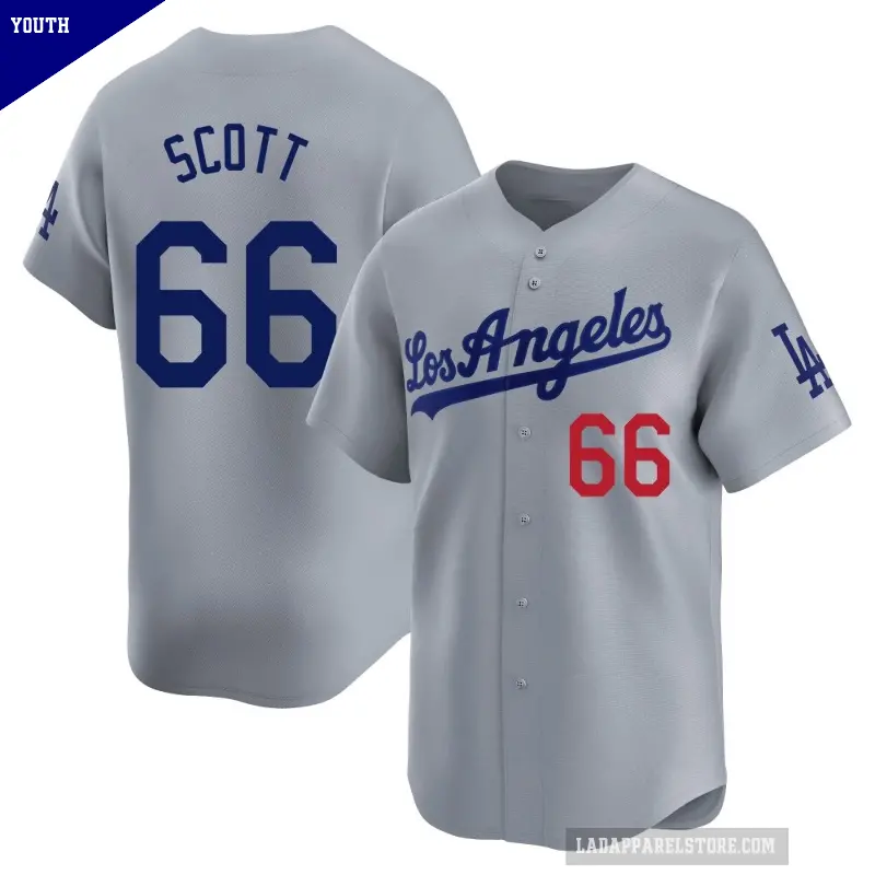 Youth No.66 Tanner Scott Los Angeles Dodgers Gray Limited Away Jersey