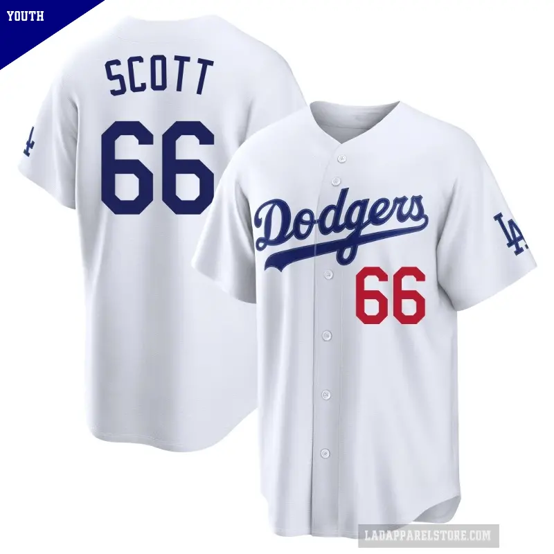 Youth No.66 Tanner Scott Los Angeles Dodgers White Limited Home Stadium Jersey