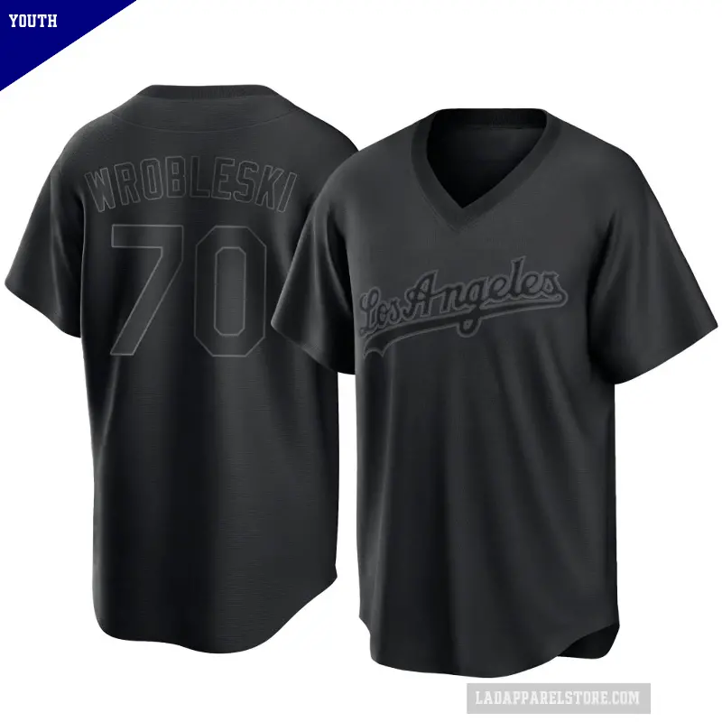 Youth No.70 Justin Wrobleski Los Angeles Dodgers Black Replica Pitch Fashion Jersey