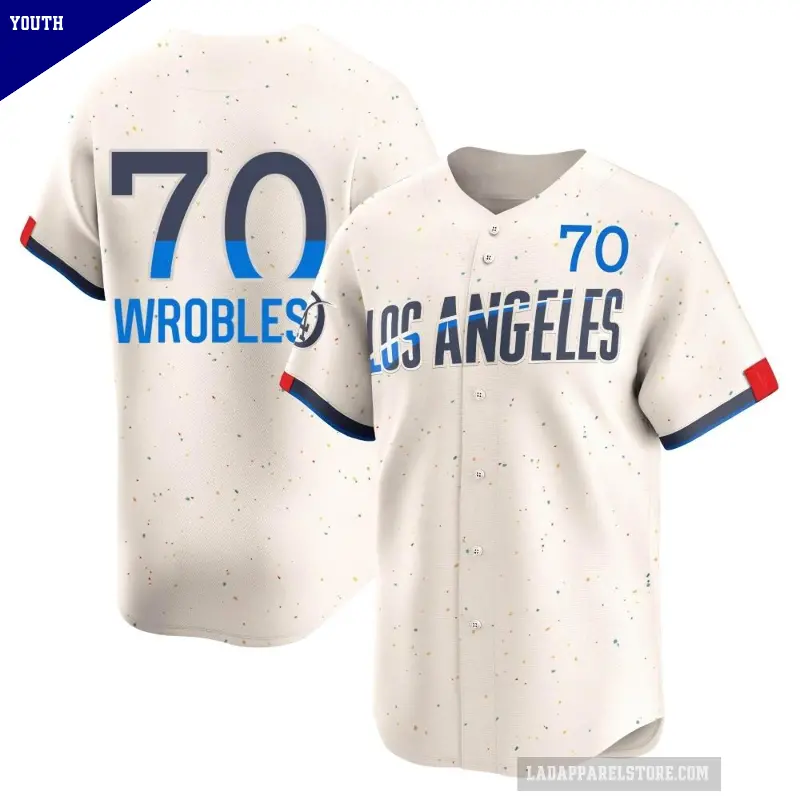 Youth No.70 Justin Wrobleski Los Angeles Dodgers Cream Limited 2024 City Connect Jersey