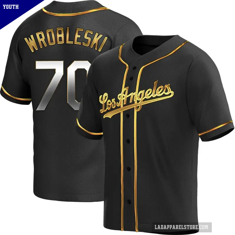 Youth No.70 Justin Wrobleski Los Angeles Dodgers Gold Replica Black en Alternate Jersey