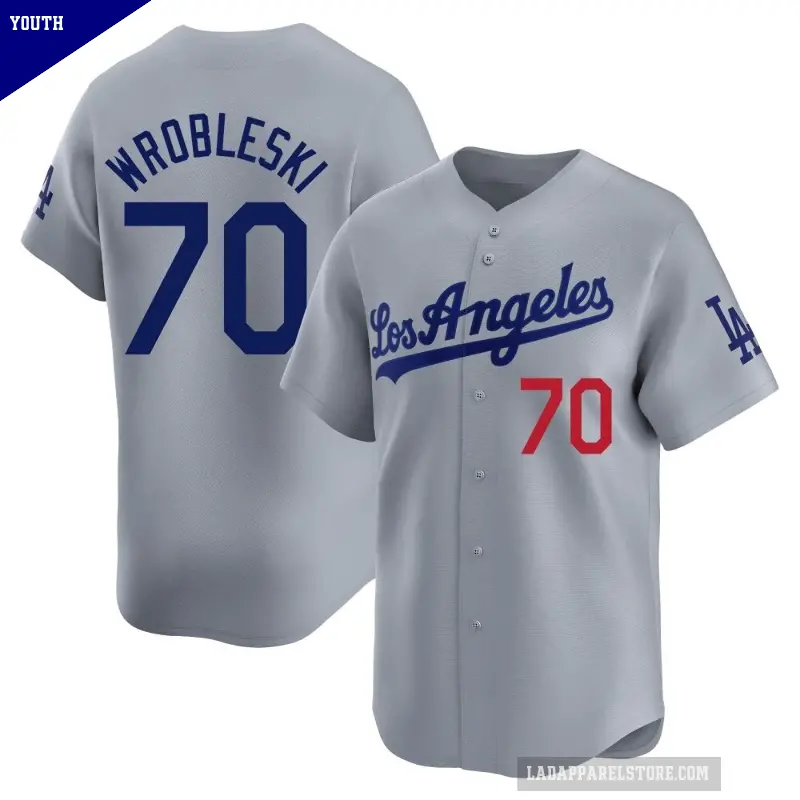Youth No.70 Justin Wrobleski Los Angeles Dodgers Gray Limited Away Jersey