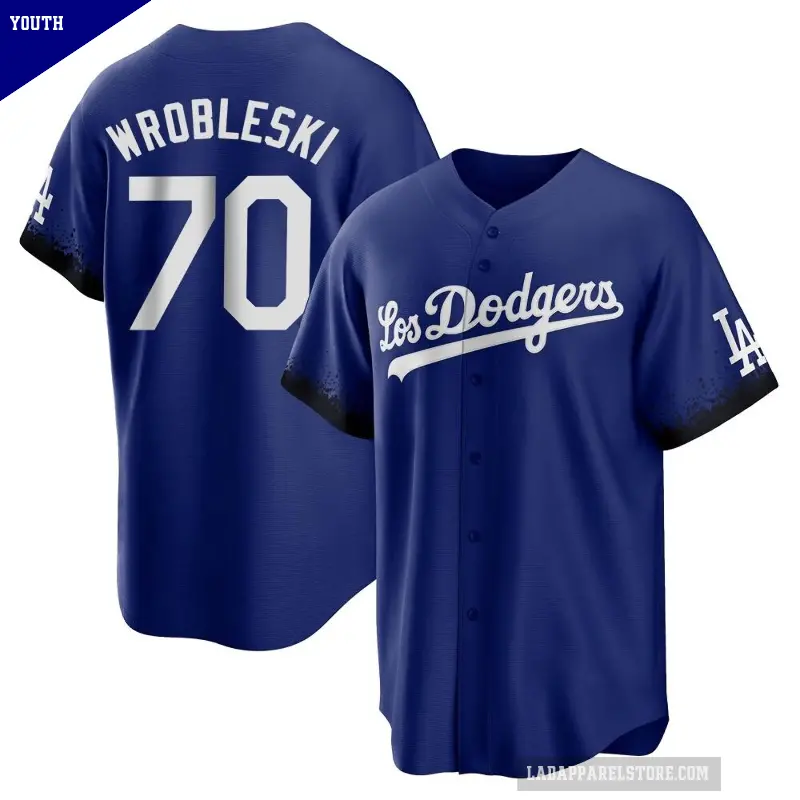 Youth No.70 Justin Wrobleski Los Angeles Dodgers Royal Replica 2021 City Connect Jersey