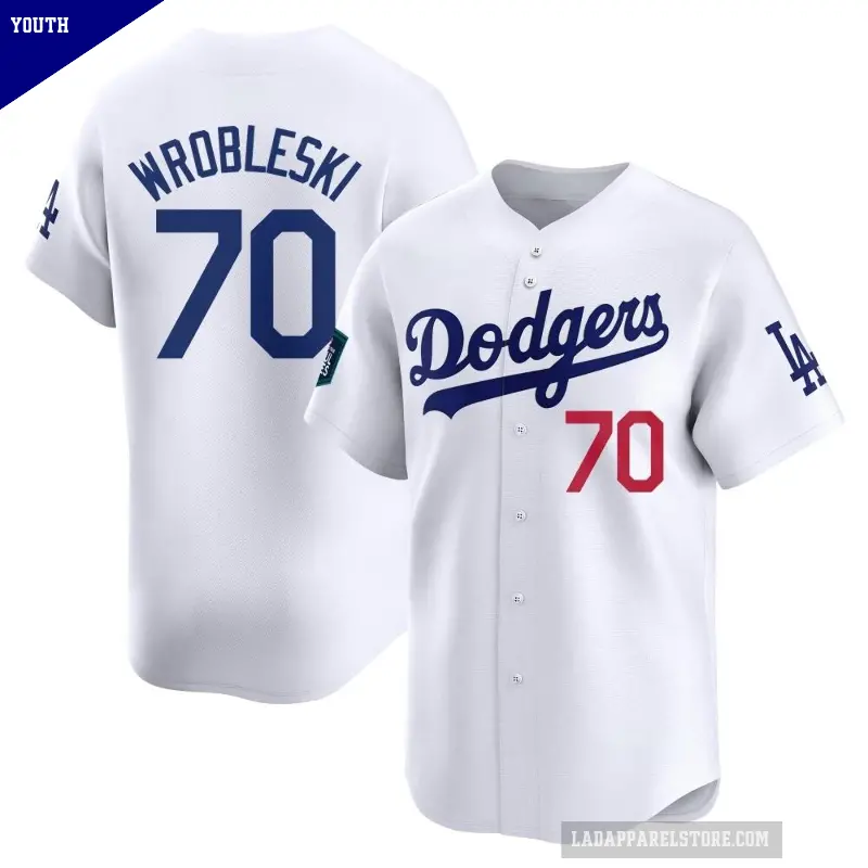 Youth No.70 Justin Wrobleski Los Angeles Dodgers White Limited 2024 World Tour Seoul Series Home Jersey